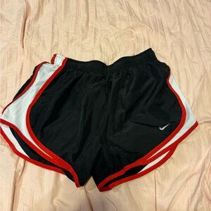 Nike Black Shorts with Red Trim and White Panels
